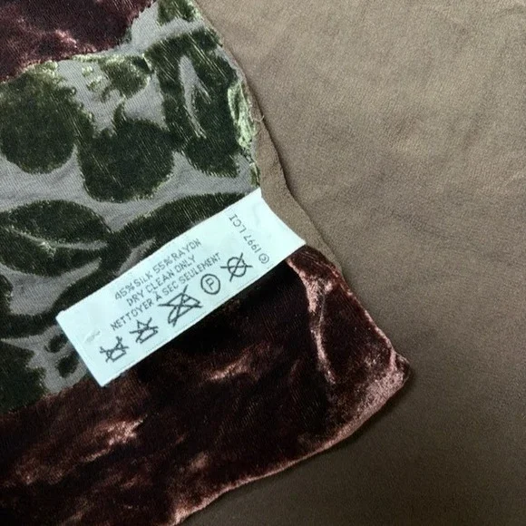 Liz Claiborne VTG Silk Blend Velvet Scarf 1997 Whimsigoth Brown Burnout 90s - Picture 7 of 7